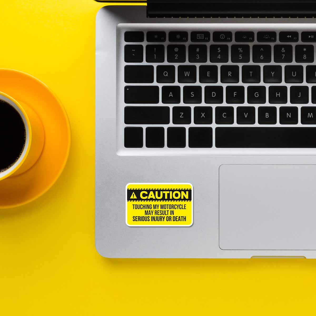 Caution Biker Sticker