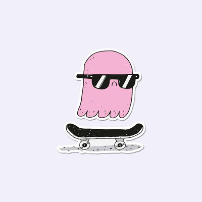 Ghost on Skate Board Sticker